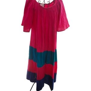 Bright Colorblock Tunic Dress in Fuchsia, Teal & Navy